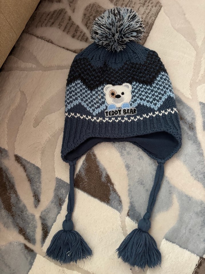 Nakışlı Erkek Çocuk Gri Örgü Bere - Görsel 3