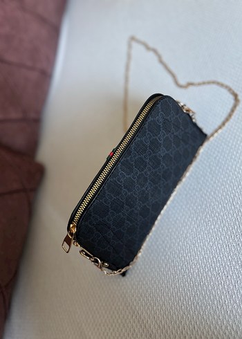 Zincir Detaylı Siyah Desenli Kadın Çanta - Görsel 6