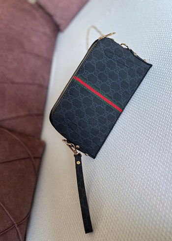 Zincir Detaylı Siyah Desenli Kadın Çanta - Görsel 2