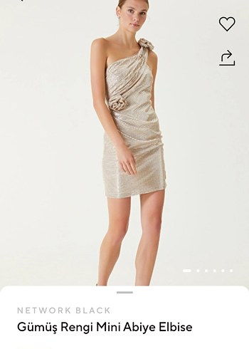 NETWORK Parlak Payet çiçek detay Mini Abiye Elbise - Görsel 2