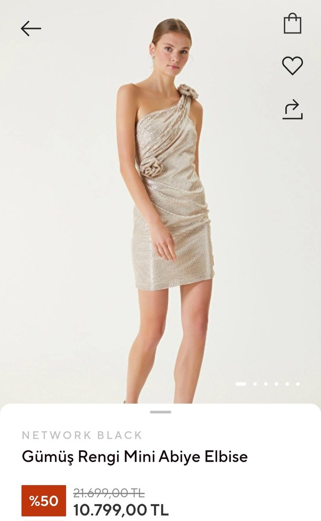 NETWORK Drapeli Mini Abiye Elbise - Görsel 5