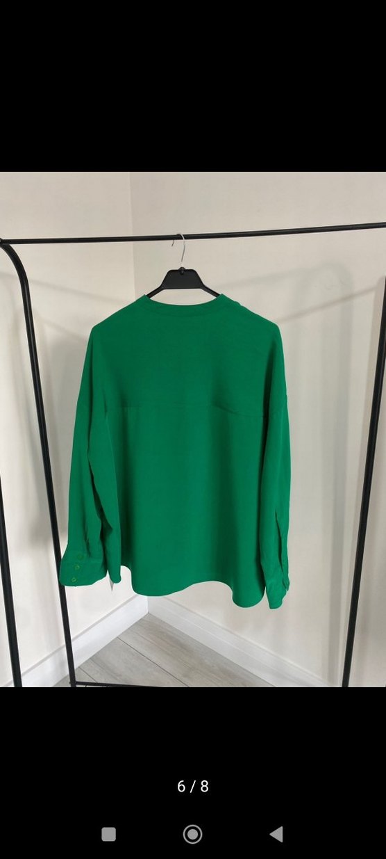 Kadın Yeşil Yakalı Saten Gömlek - Görsel 4