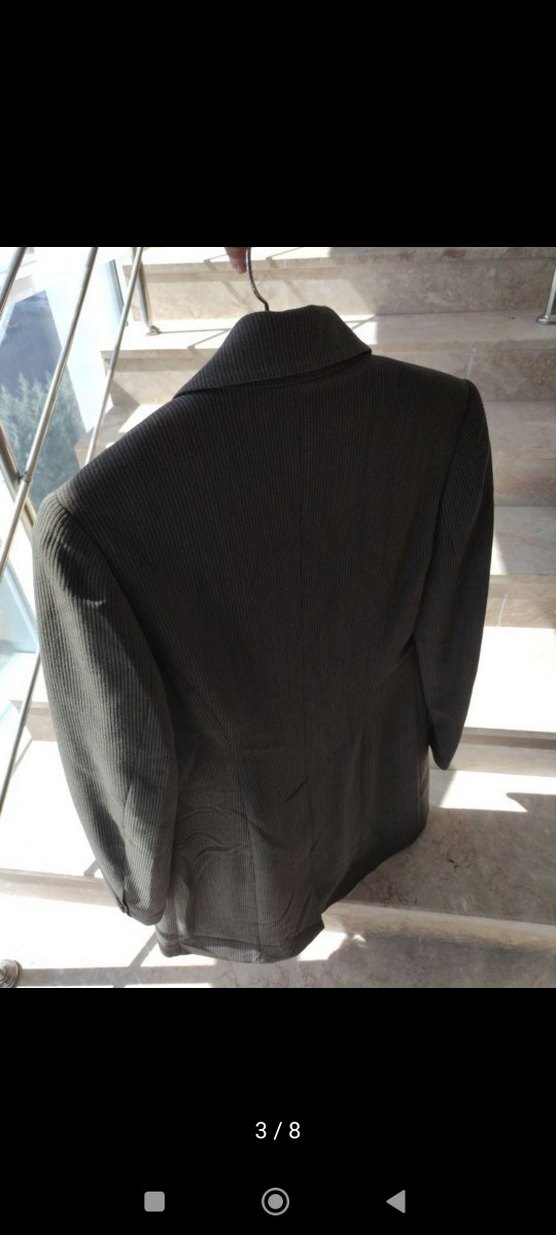 Gri Uzun Fermuarlı Cepli Kadın Blazer Ceket - Görsel 3