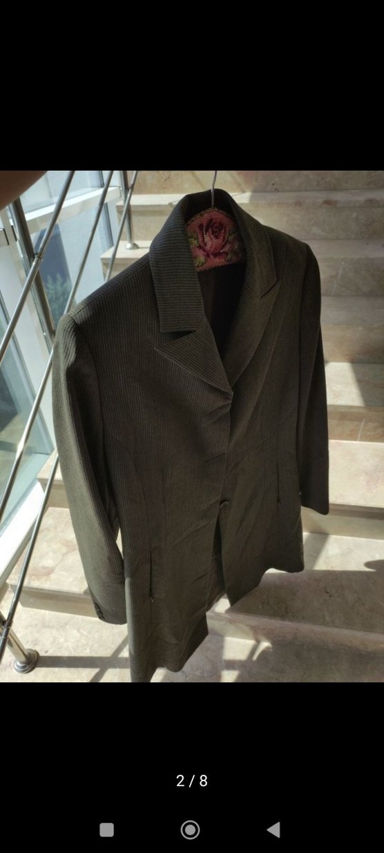 Gri Uzun Fermuarlı Cepli Kadın Blazer Ceket - Görsel 2