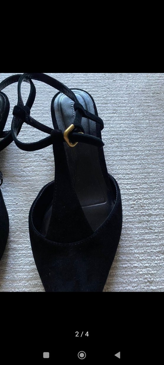 Siyah Süet Tokalı Kısa Topuklu Kadın Ayakkabı - Görsel 3