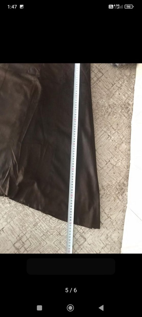 Kahverengi Deri-İnce Nubuk Midi Etek - Görsel 4