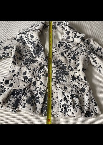 Peluş Detaylı Dağlama Desenli Uzun Kollu Kadın Blazer Ceket - Görsel 6