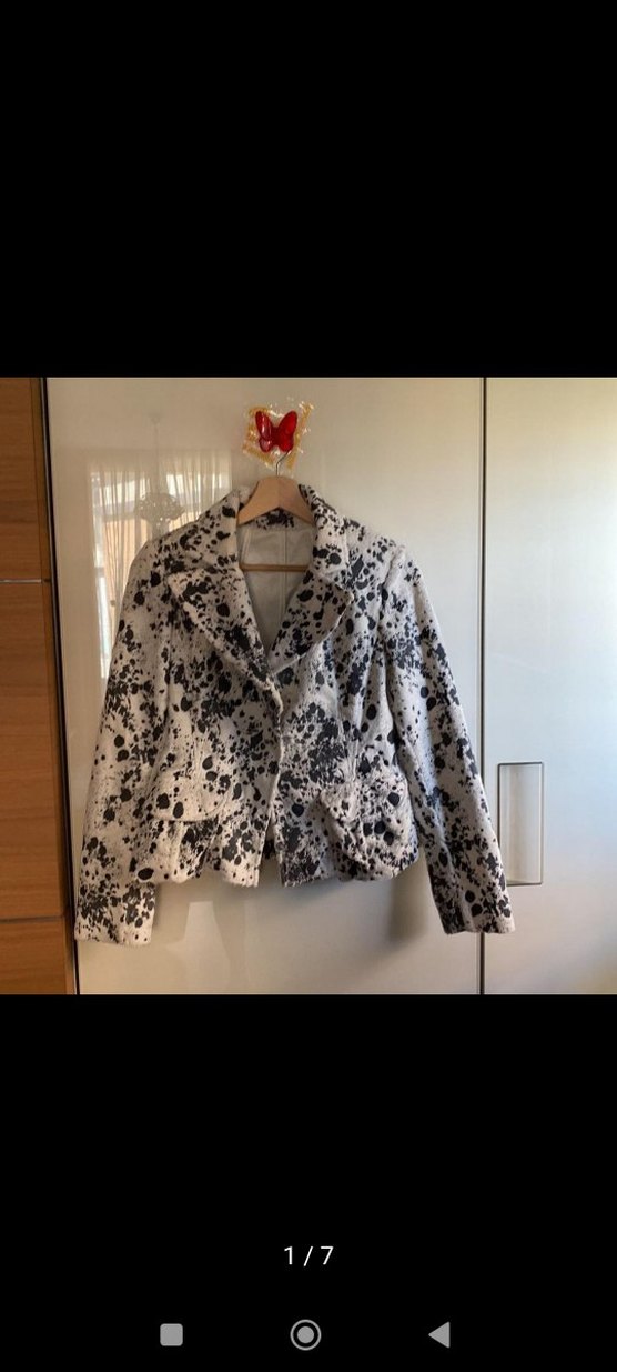 Peluş Detaylı Dağlama Desenli Uzun Kollu Kadın Blazer Ceket - Görsel 2