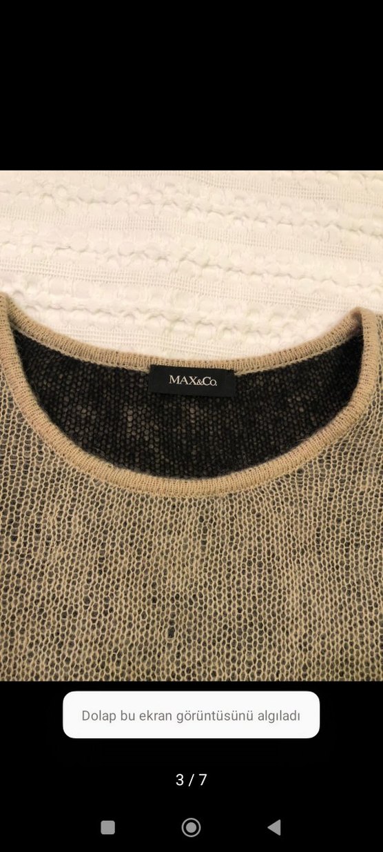 Bej -Siyah İki Kat Örgü Uzun Kollu Kadın Kazak - Görsel 3