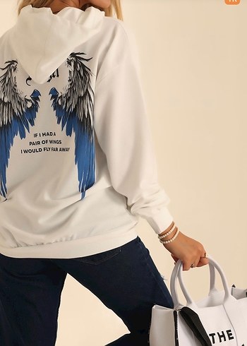 Trendyol & Milla Beyaz Angel Baskılı Kadın Sweatshirt