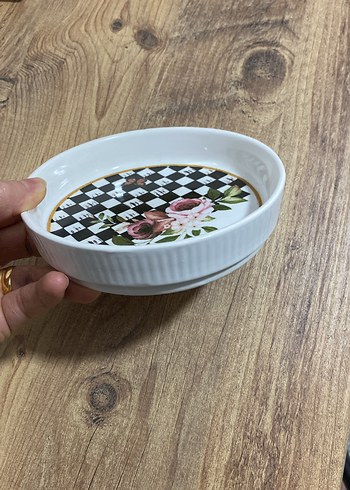 Çiçek Desenli Beyaz Seramik Tabak - Görsel 2