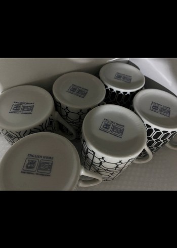 Desenli Siyah Gri Kahve Fincan Seti - Görsel 4