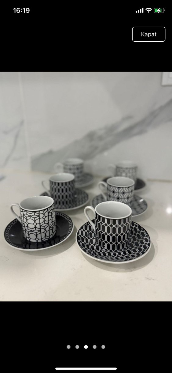 Desenli Siyah Gri Kahve Fincan Seti - Görsel 5