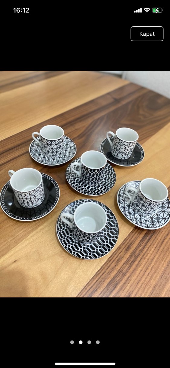 Desenli Siyah Gri Kahve Fincan Seti - Görsel 2