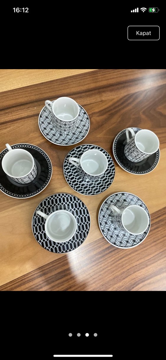 Desenli Siyah Gri Kahve Fincan Seti - Görsel 3