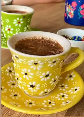 Çiçek Desenli Renkli Seramik Fincan Takımı - Görsel 3