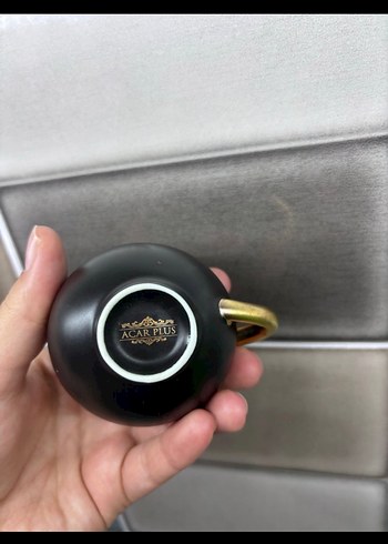 Siyah ve Altın Kulplu Fincan ve Tabak - Görsel 5