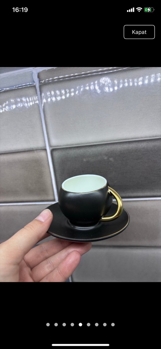 Siyah ve Altın Kulplu Fincan ve Tabak - Görsel 4