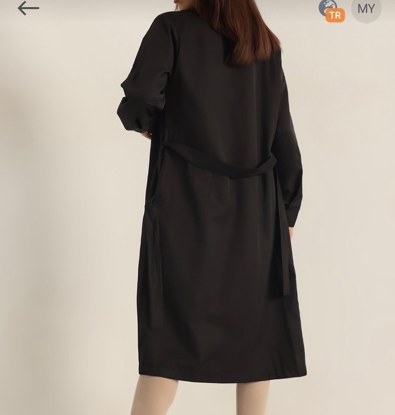 Siyah Uzun Kadın Trençkot - Görsel 4