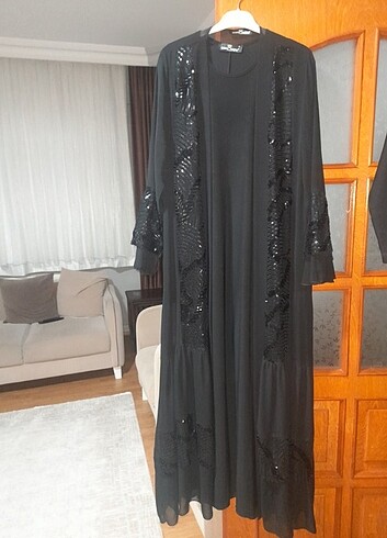 Siyah abaya ikili takım