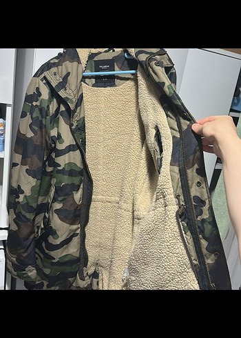 xl Beden haki Renk pull bear kamuflaj mont
