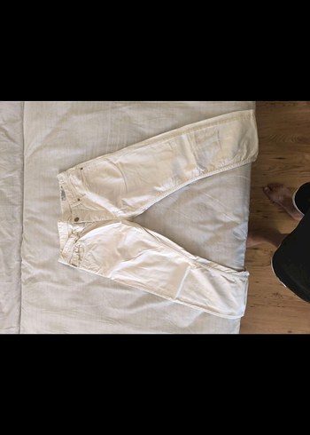 Erkek Beyaz Keten Rahat Kesim Pantolon Jack jones