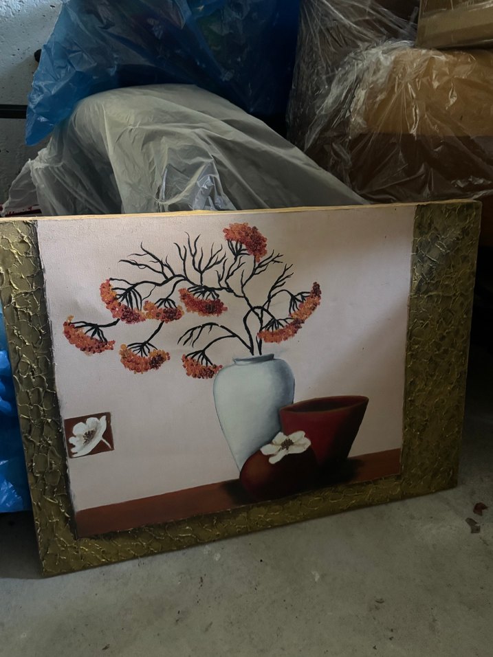 Beyaz Vazo ve Çiçekli Tablo - Görsel 2