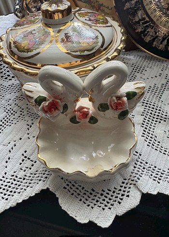 Porselen Kuğu Figürlü Dekoratif Kase - Görsel 2