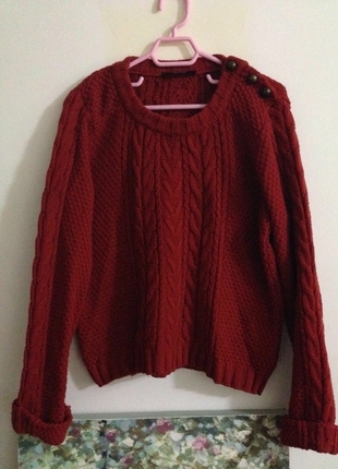 KOTON KİREMİT RENGİ VINTAGE KAZAK