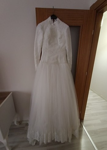 Uzun Kollu Beyaz prenses model Vintage Gelinlik
