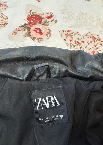 Zara Zara Düğmeli Siyah Deri Kadın Ceket