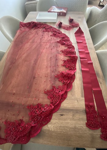 Bordo Dantel Bohem Vintage Gelin Aksesuarı