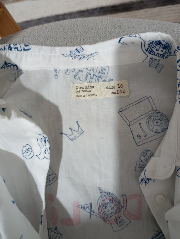 Baskılı uzun Kollu Keten Gömlek - Görsel 2