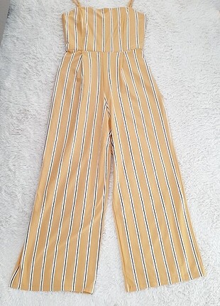 Sarı çizgili bershka uzun tulum S ve M 