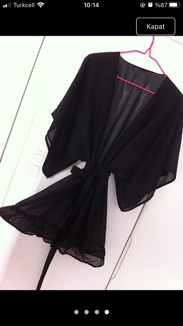 Siyah Midi Uzunlukta Gevşek Kesim Gotik Kadın Sabahlık şifon - Görsel 2