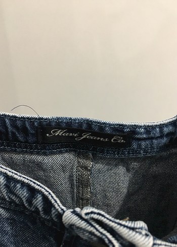Düğmeli Mavi Denim Mini Salopet - Görsel 3