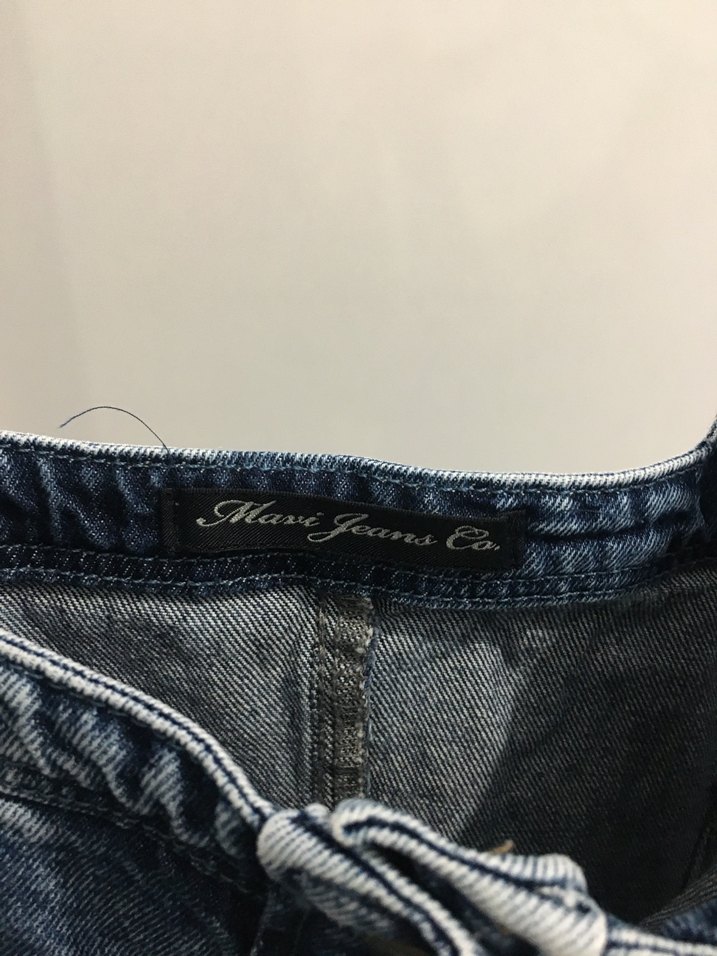 Düğmeli Mavi Denim Mini Salopet - Görsel 3