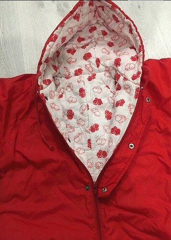 Kapüşonlu Kız Bebek Kırmızı Kar Tulumu - Görsel 2