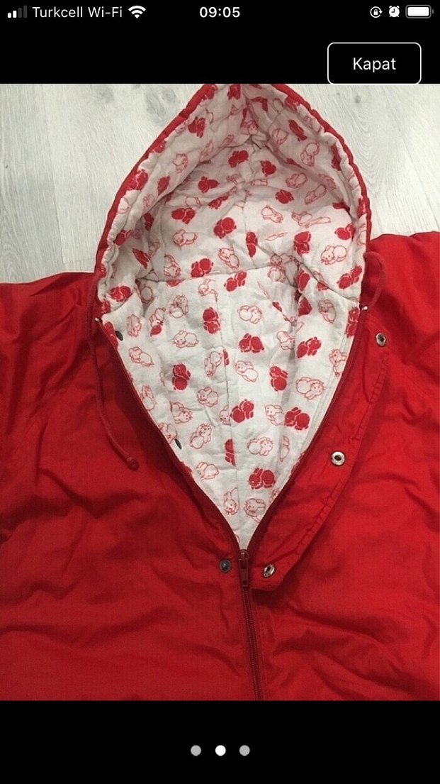 Kapüşonlu Kız Bebek Kırmızı Kar Tulumu - Görsel 2