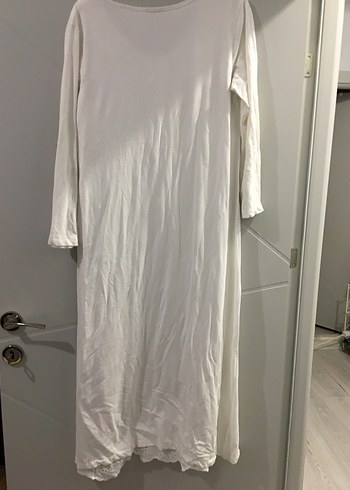 Beyaz Uzun Keten Bohem Elbise hamile lohusa - Görsel 2