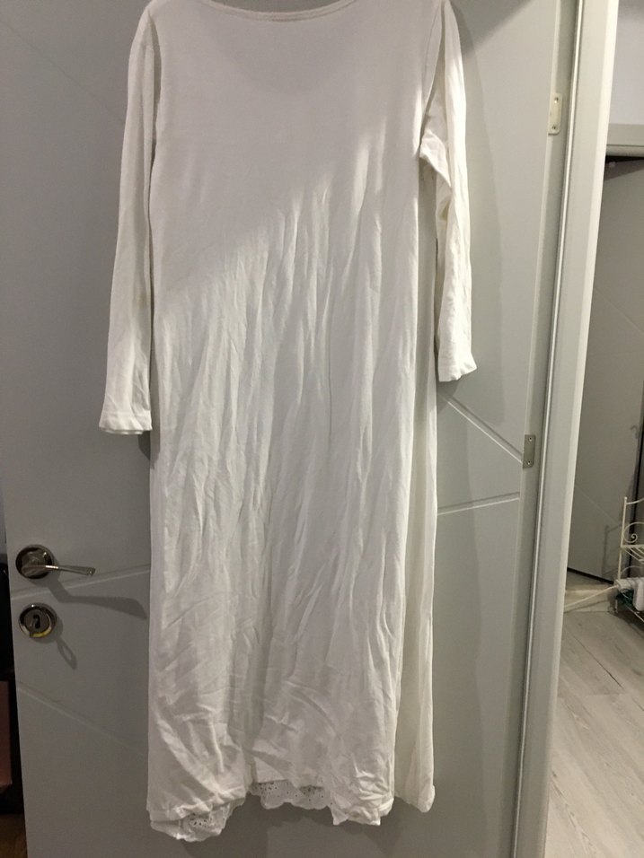 Beyaz Uzun Keten Bohem Elbise hamile lohusa - Görsel 2