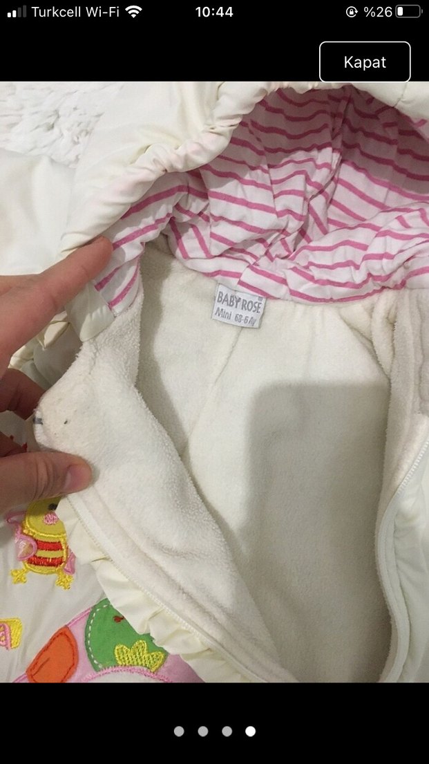 Kapüşonlu Kürklü Nakışlı Bebek Tulumu - Görsel 3