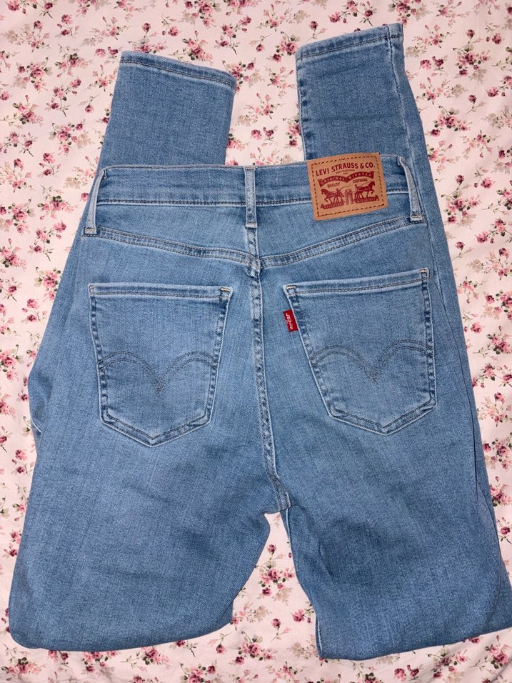 Levis Açık Mavi yüksek bel paça Denim Jean pantolon — görsel 2/3