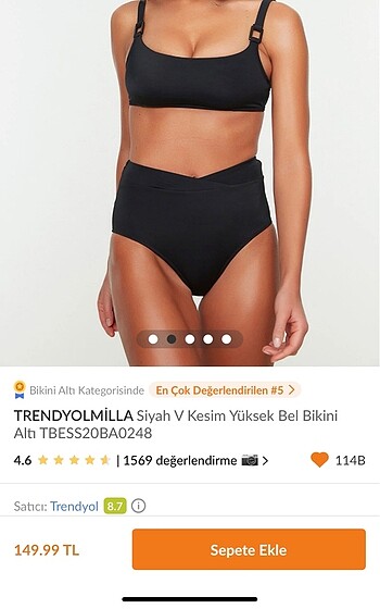 Yuksek bel v kesim etketli bikini alti