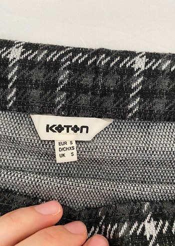 Koton Gri Ekose Midi Kalem Etek
