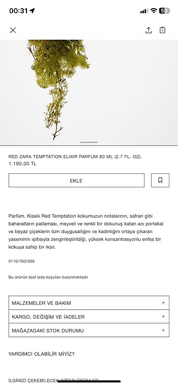  Beden Renk ZARA RED TEMPTATION
