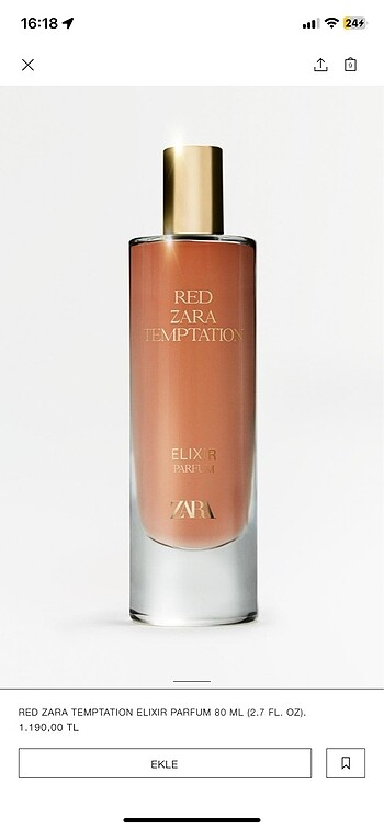  Beden Renk ZARA RED TEMPTATION ELIXIR