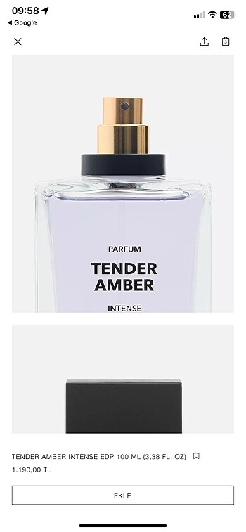 Beden Renk ZARA TENDER AMBER INTENSE EDP 100 ML