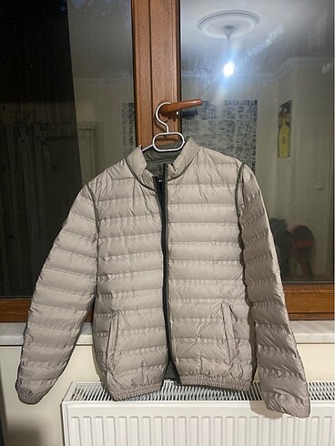 Gri/yeşil çift taraflı mont
