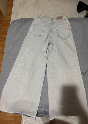 Zara Gri Kadın Geniş Kesim Midi Kot Pantolon